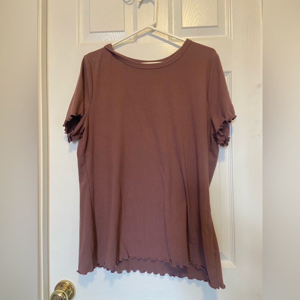 Torrid Super Soft Rib Knit Lettuce Trim Top - Soft Mauve